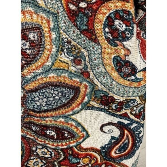 Womens Scoop Neck Paisley‎ Cross-Back  3/4-sleeves Sweater - Picture 4 of 8